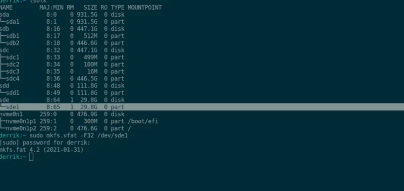 如何在 Linux 上將 USB 設備格式化為 Fat32