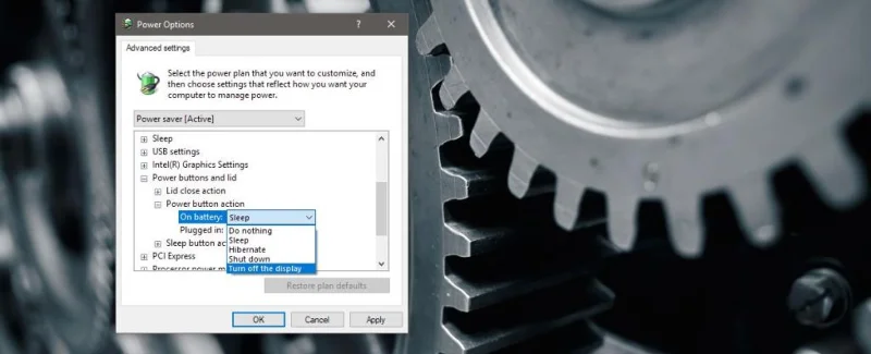 Cómo configurar el botón de encendido para apagar la pantalla en Windows 10