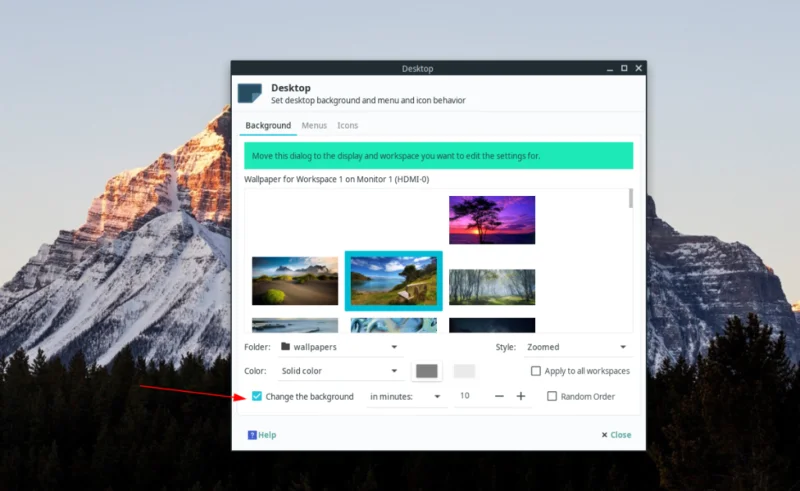 Come cambiare automaticamente gli sfondi in XFCE
