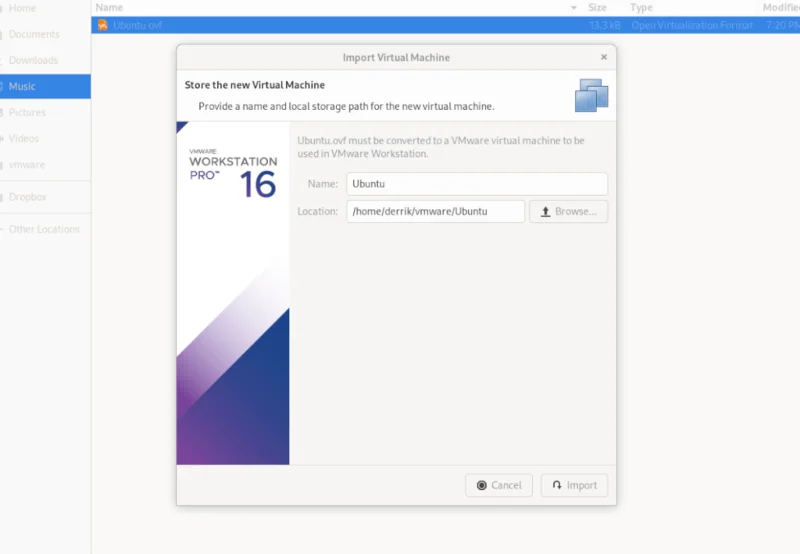 Linux：如何在 VMware Workstation 中導出和導入 VM