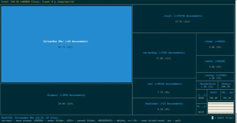 Как использовать Diskonaut для определения использования диска в Linux