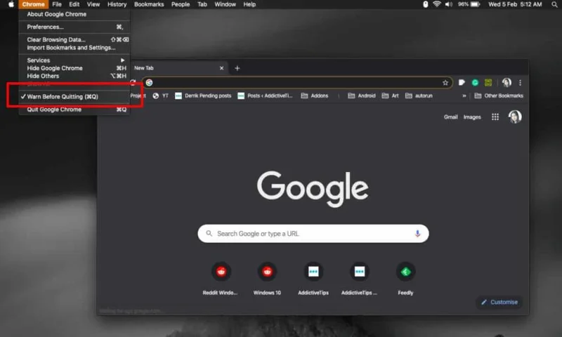 So beenden Sie Chrome mit Command+Q unter macOS
