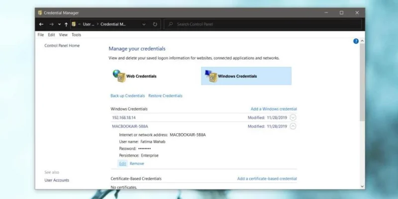 如何在 Windows 10 上更新網絡位置的登錄憑據