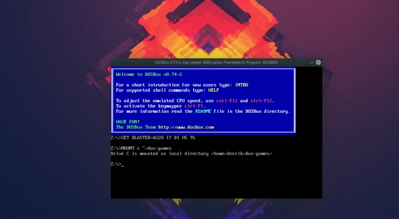 Pantalla de inicio de DOSBox