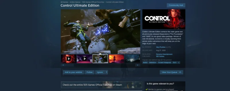 Come giocare a Control Ultimate Edition su Linux
