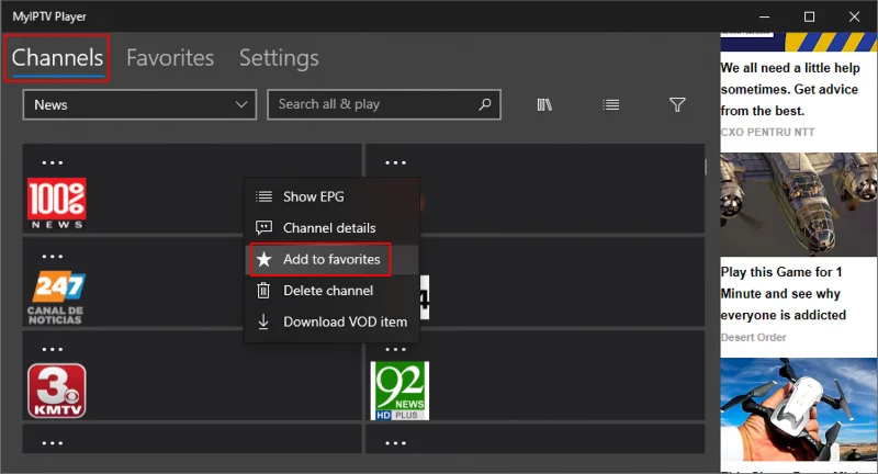 Aggiungi ai preferiti su MyIPTV Player