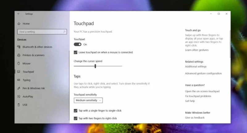 Come migliorare la precisione del touchpad su Windows 10