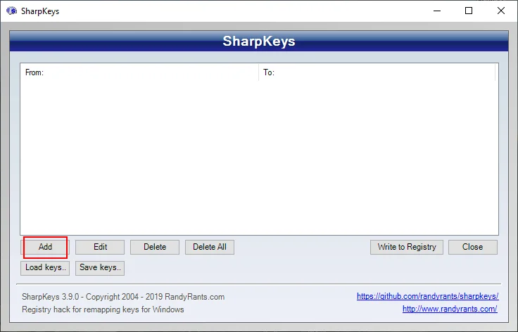 SharpKeys Download e installazione per Windows 10