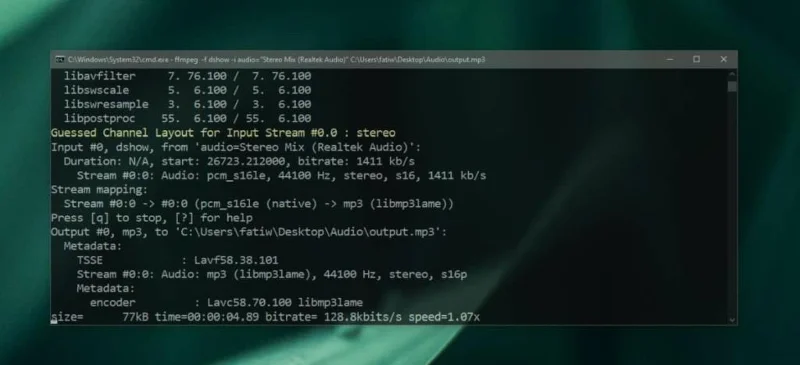 如何在 Windows 10 上使用 FFMPEG 錄製系統聲音