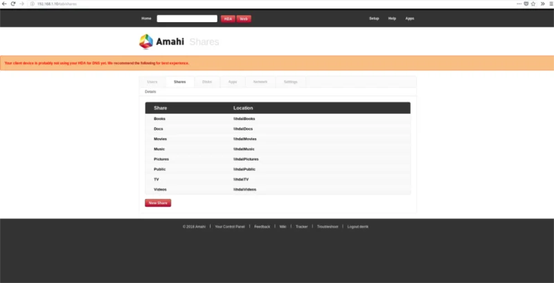 Amahi Dashboard