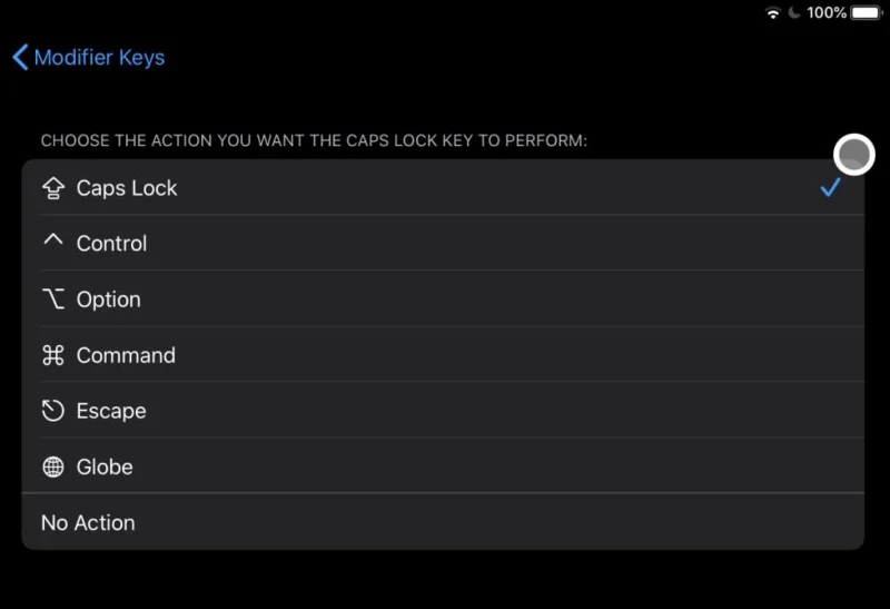 Personnalisation des touches de modification sur iPad