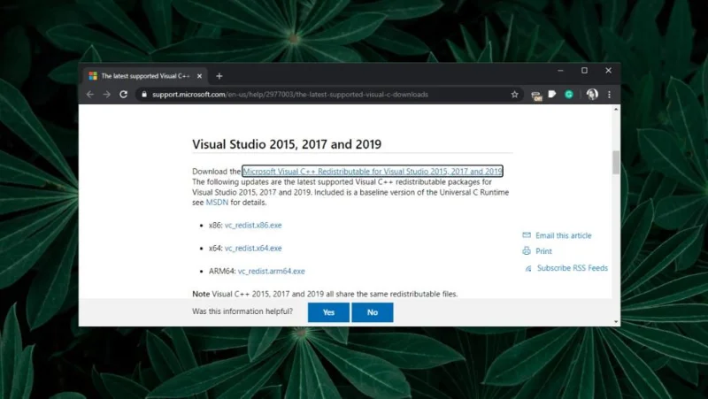 Installare pacchetto ridistribuibile Microsoft Visual C++