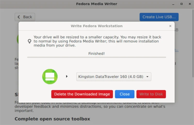 如何使用 Fedora Media Writer 創建 Fedora 安裝 USB