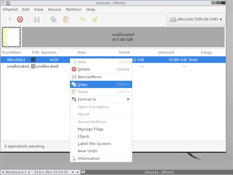 So klonen Sie eine Linux-Festplatte mit Gparted