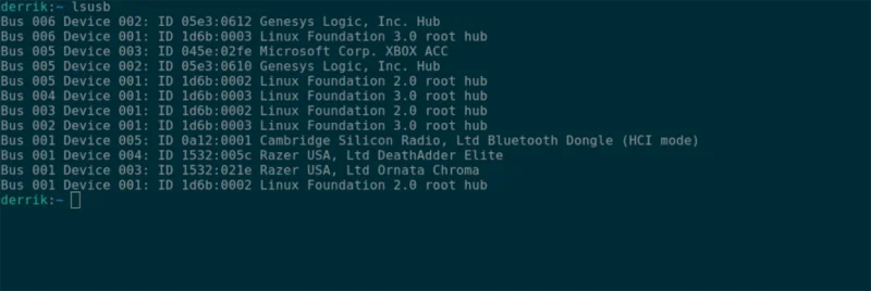 Ubuntu: senaraikan peranti USB
