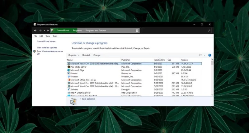 Disinstallazione pacchetto ridistribuibile Microsoft Visual C++