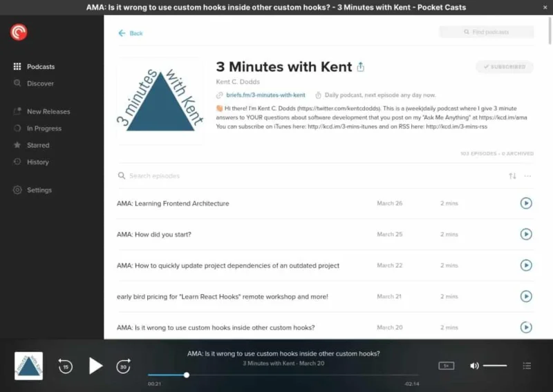 So verwenden Sie die PocketCasts-Webschnittstelle unter Linux