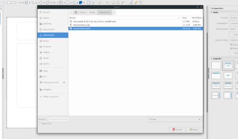 So öffnen Sie Microsoft Powerpoint-Dateien in Libre Office