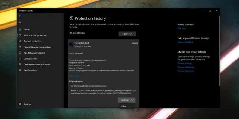 WindowsDefenderがWindows10で実行可能ファイルを削除するのを止める方法