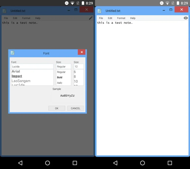 Personalizarea fontului în Real Notepad