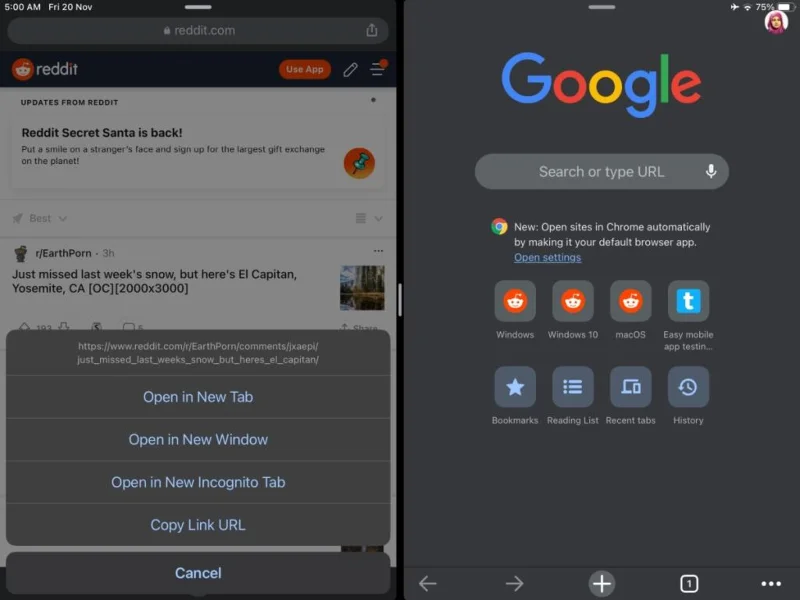 كيفية فتح نوافذ Chrome متعددة على iPad