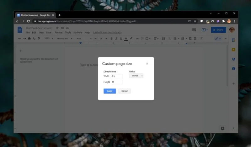 So legen Sie eine benutzerdefinierte Seitengröße in Google Docs fest