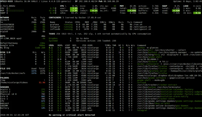Linux에서 Glances 시스템 모니터를 설정하는 방법