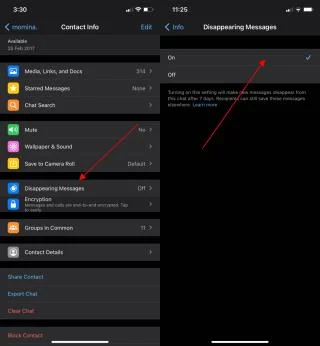Come inviare messaggi che scompaiono in WhatsApp