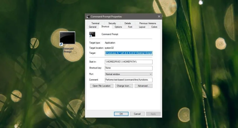 Come creare un collegamento per aprire il prompt dei comandi in una cartella su Windows 10