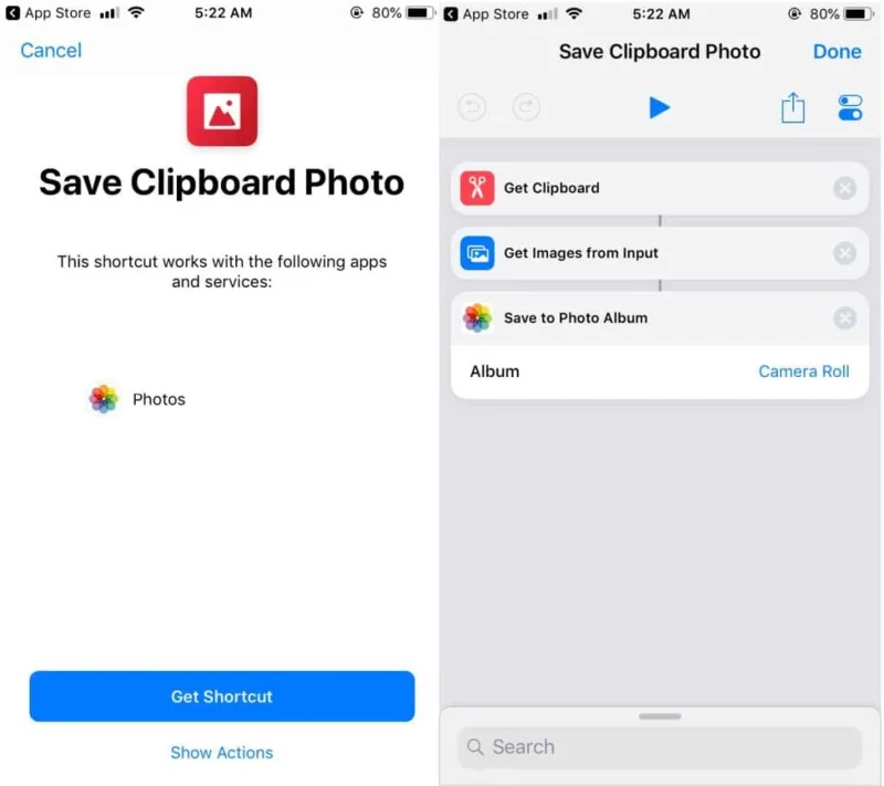 So speichern Sie Fotos aus der Zwischenablage in der Kamerarolle auf iOS