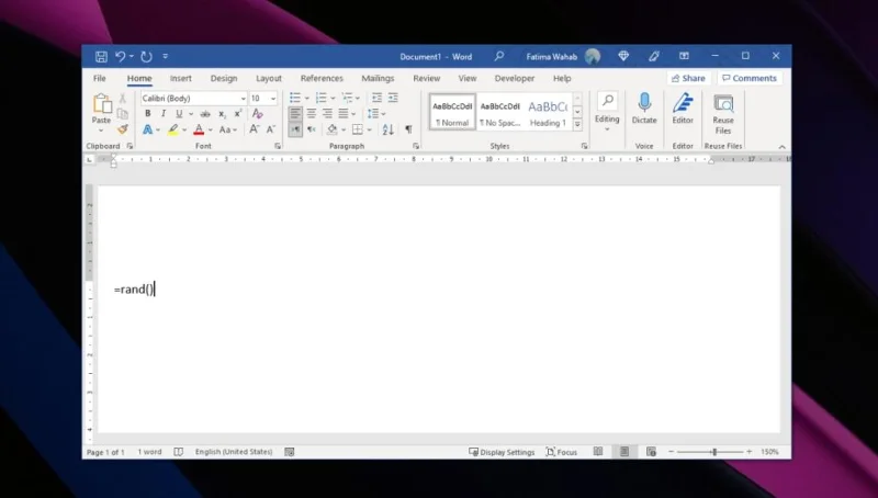 Microsoft Wordde rastgele metin nasıl oluşturulur
