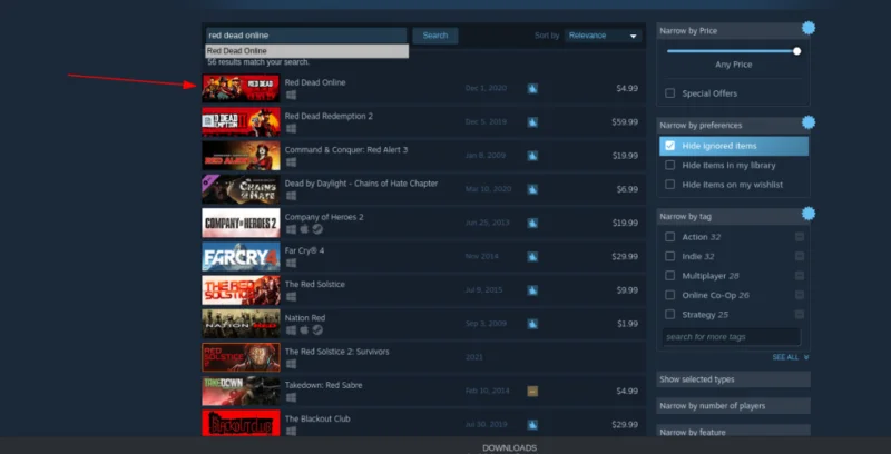 Buscar Red Dead Online