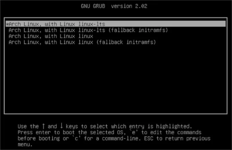 كيفية التبديل إلى نواة LTS في Arch Linux