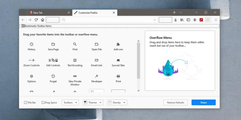 So verstecken Sie Firefox-Add-Ons im Überlaufmenü