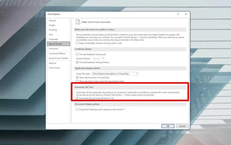 So ändern Sie den automatisch generierten Alternativtext für Bilder in Office 365