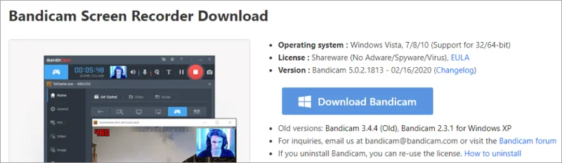 Bandicam Screen Recorder: Download, Installation, Verwendung