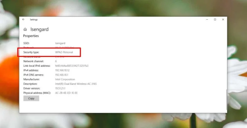 Windows10でWiFiネットワークセキュリティタイプを確認する方法