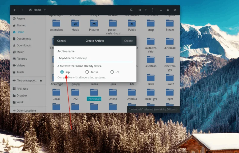 So sichern Sie Minecraft-Welten unter Linux