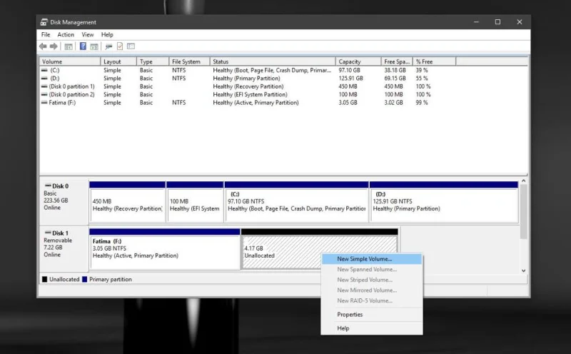 So partitionieren Sie eine USB- oder SD-Karte mit Datenträgerverwaltung in Windows 10