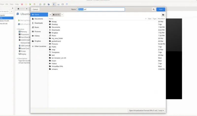 Interface de VMware Workstation