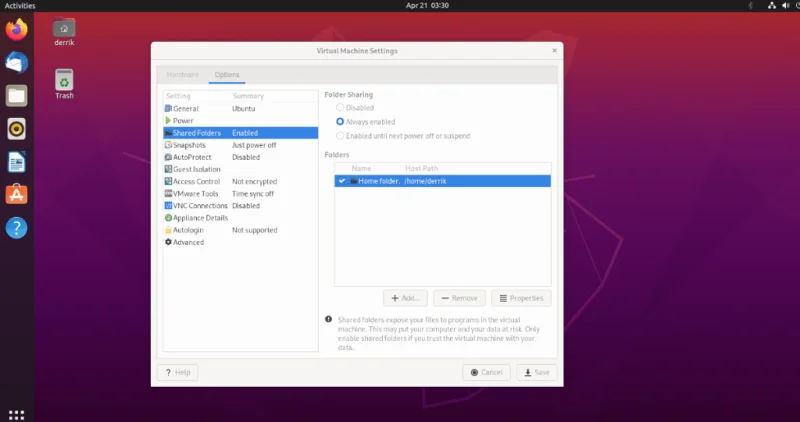 Cómo acceder a una carpeta compartida de VMWare en Ubuntu
