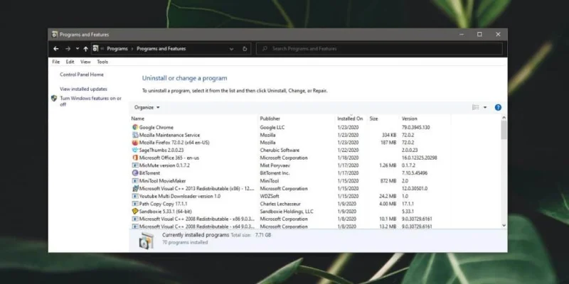如何在 Windows 10 上查找應用程序的版本號
