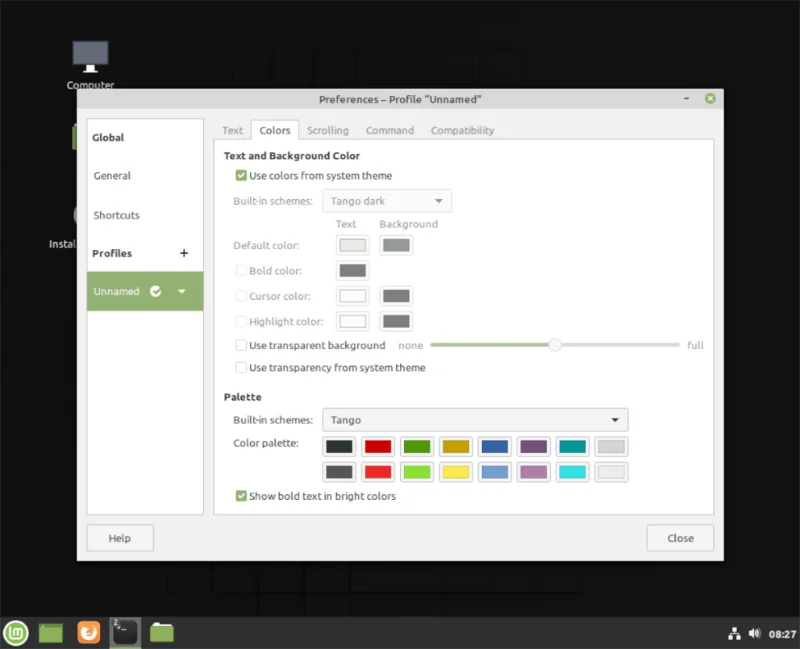 Come disabilitare lo sfondo trasparente del terminale in Linux Mint