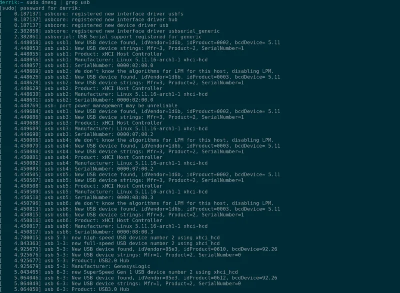 Ubuntu: wyświetl listę urządzeń USB