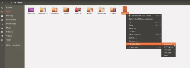Menu de emblemas