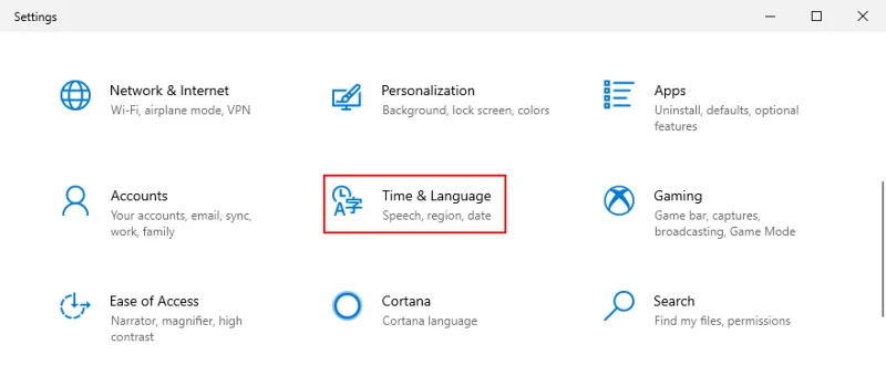 Hora e Idioma