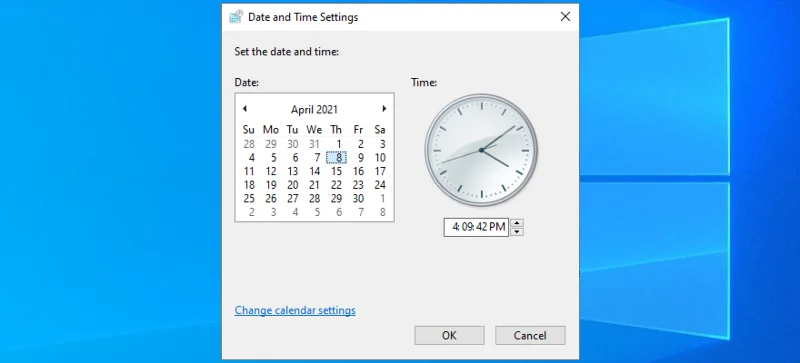 Data e Hora configurada