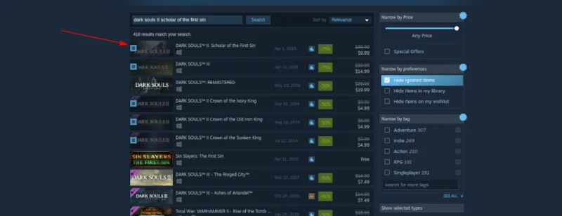 Agregar Dark Souls II a la tienda