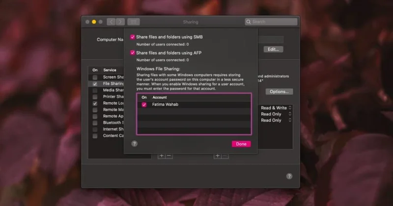 Как включить обмен файлами в macOS