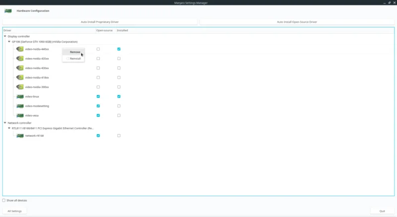 Disinstallazione dei driver grafici Nvidia in Manjaro Linux